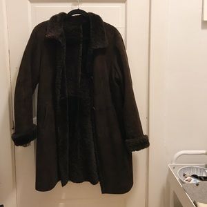 Dark Brown Vintage Shearling Coat